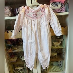 Pink Embroidered Kids One Piece